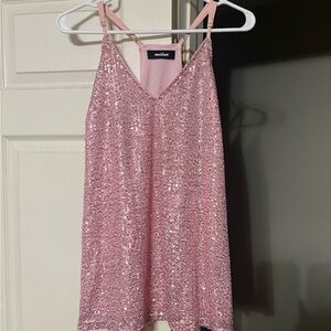 Pink Sequin Tank Top